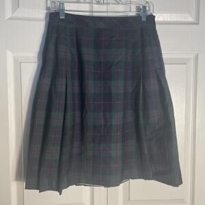 Brooks Brothers Skirt Women 8 Green Red Tartan Plaid Wool Blend Pleated Lined